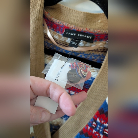 Button-Front Fair Isle Cardigan Lane Bryant 3x NWT - Picture 4 of 9